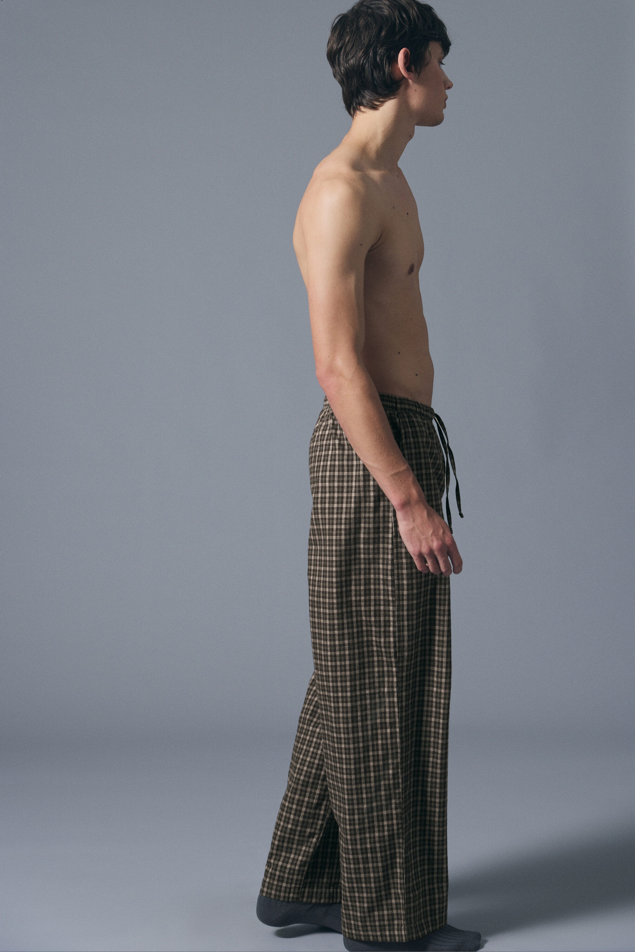 Checked Dark Brown - Relaxed Flannel Pyjama Trousers - 2