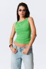 Bright Green - Strappy Boat-Neck Jersey Tank Top - 0