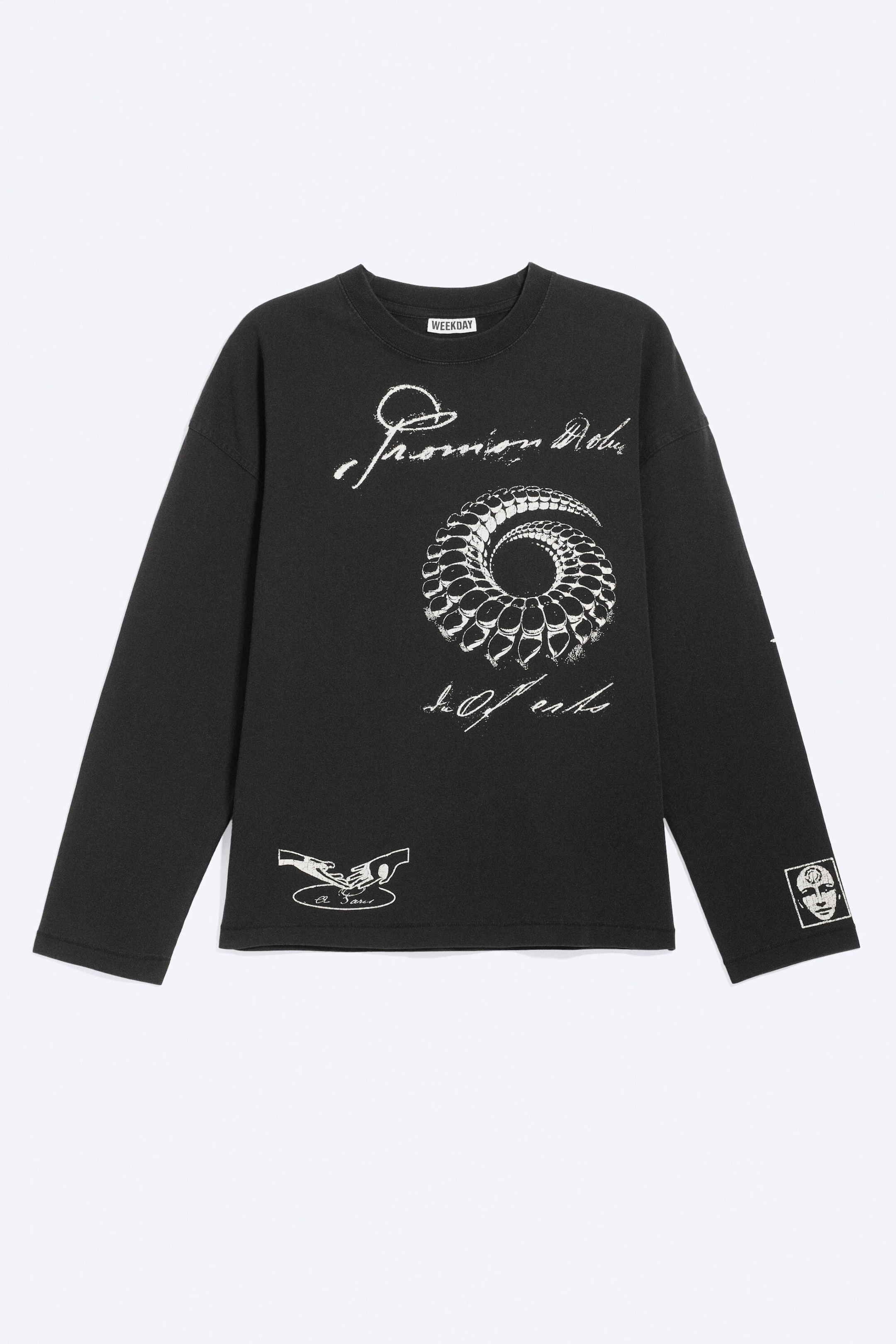 Noir - Spirale - T-shirt graphique oversize manches longues - 4