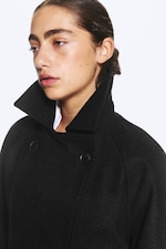 Black Melange - Kia Oversized Wool-Blend Double-Breasted Coat - 2