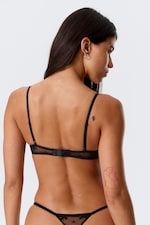 Black - Sheer Lace Underwire Bra - 2