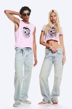 Light Blue - Anti Unisex Low Waist Regular Straight Jeans - 3