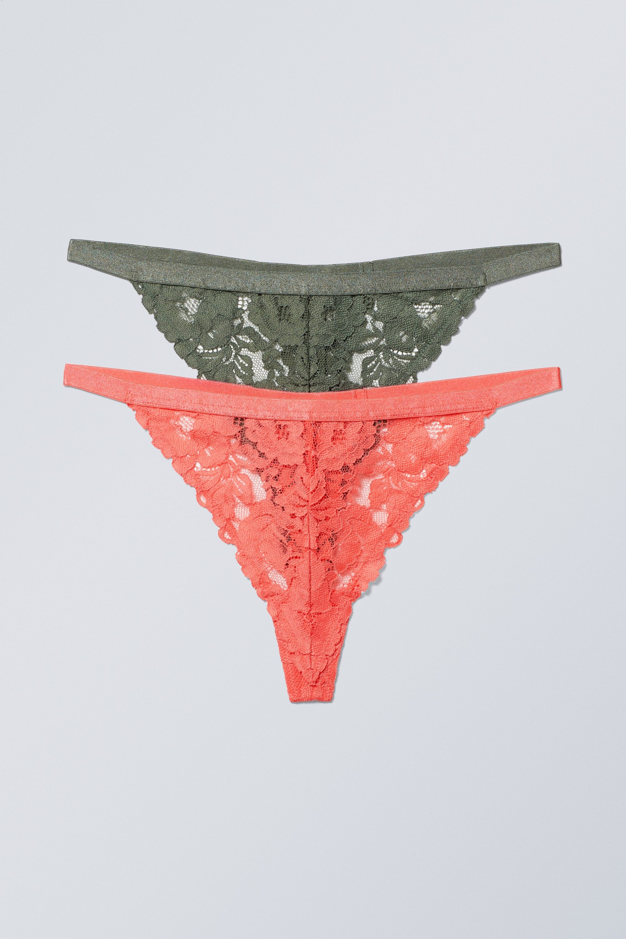 Coral khaki - 2-pack Gigi Lace Thong - 0