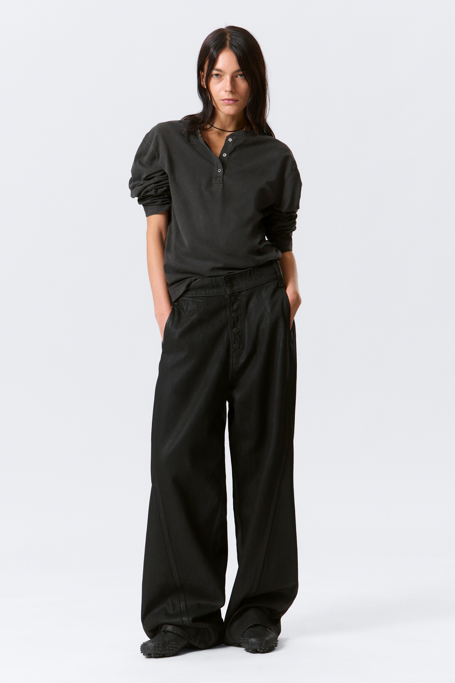 Astro Loose Utility Baggy Leg Jeans - Black Coating - Black - 3