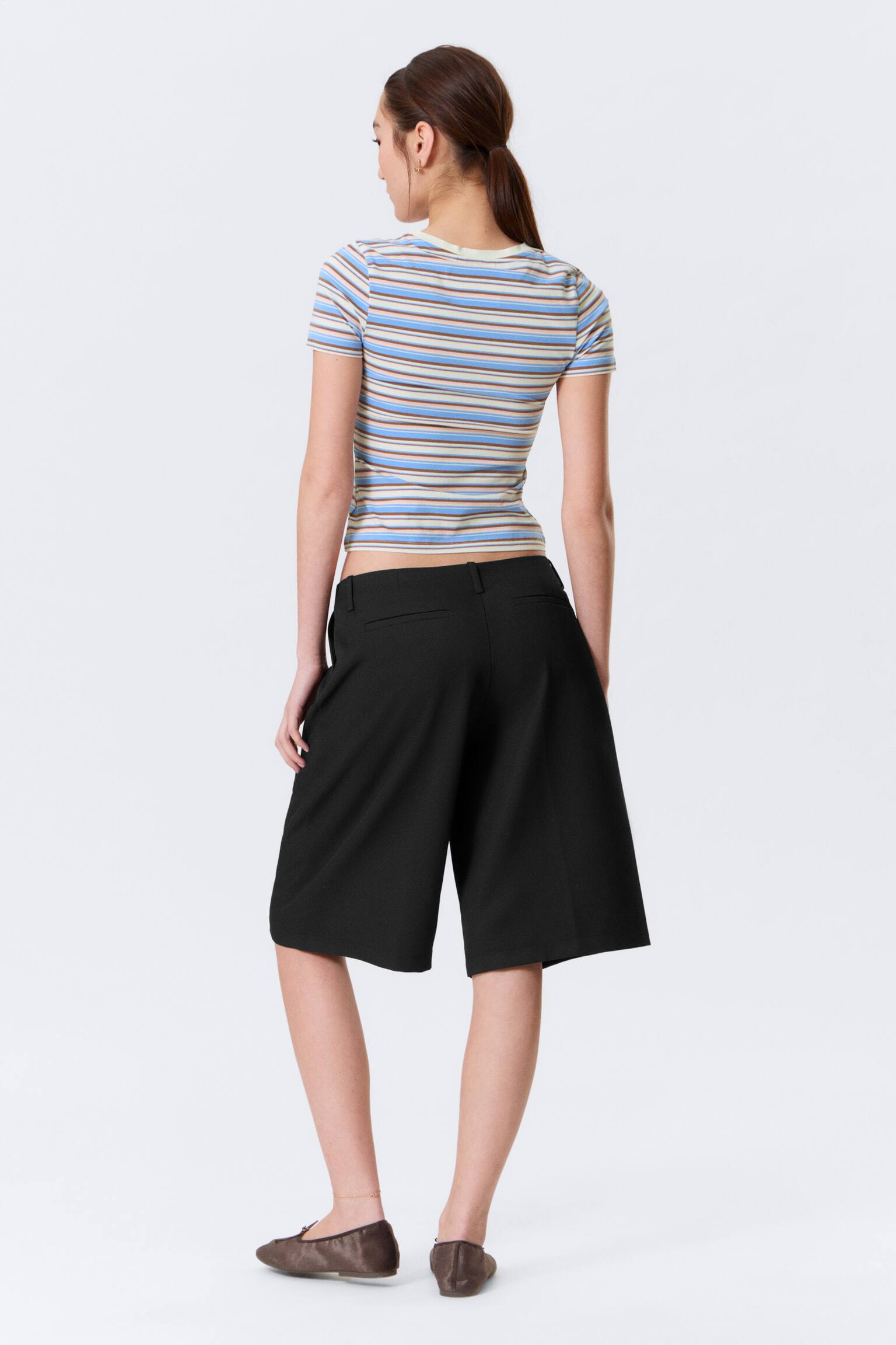 Shorts de traje de tiro bajo y tres cuartos - Negro/Beige claro - 3