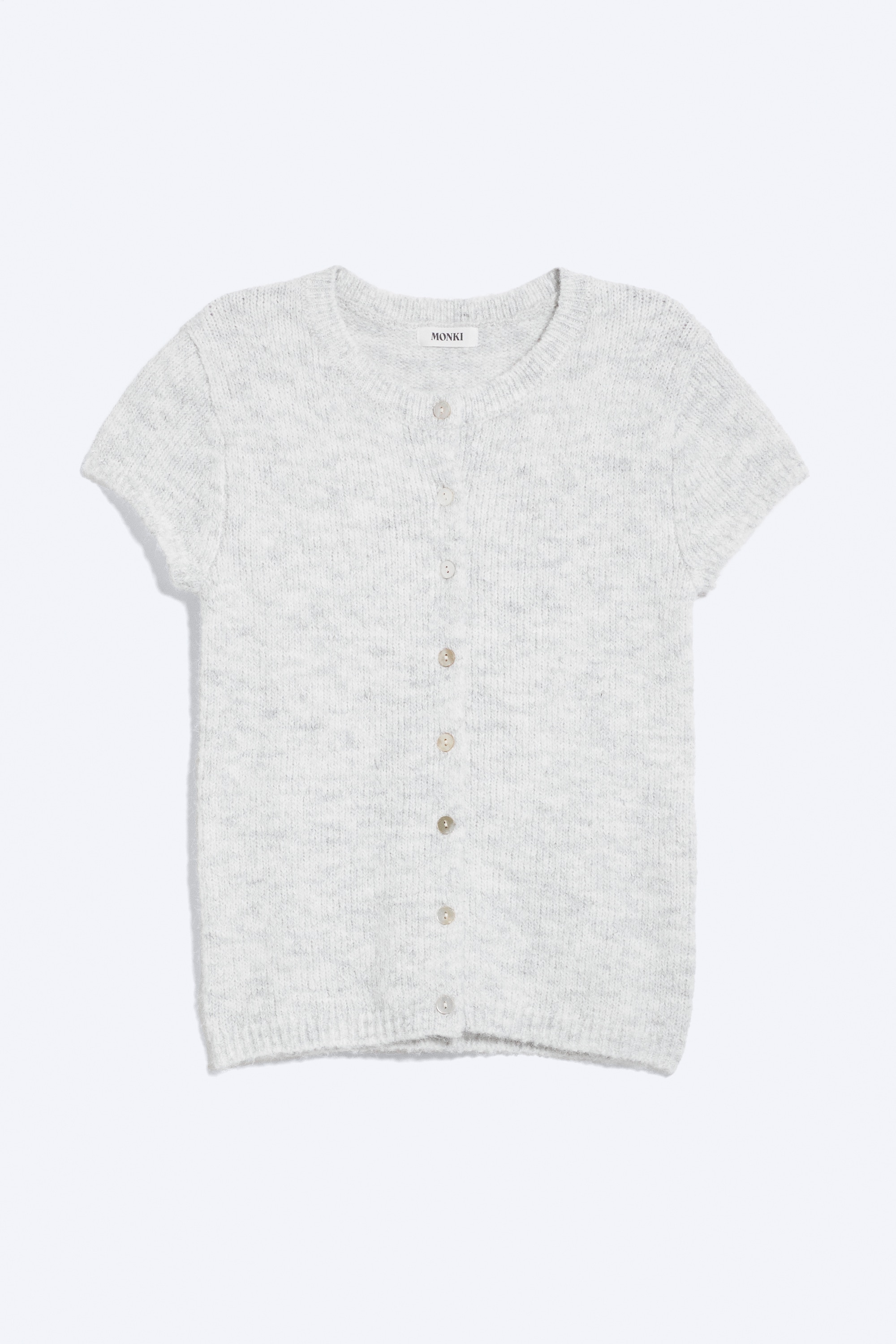 Cardigan en maille à manches courtes - Mélange gris clair poudré/Marron poudré/Pêche Claire Poudrée