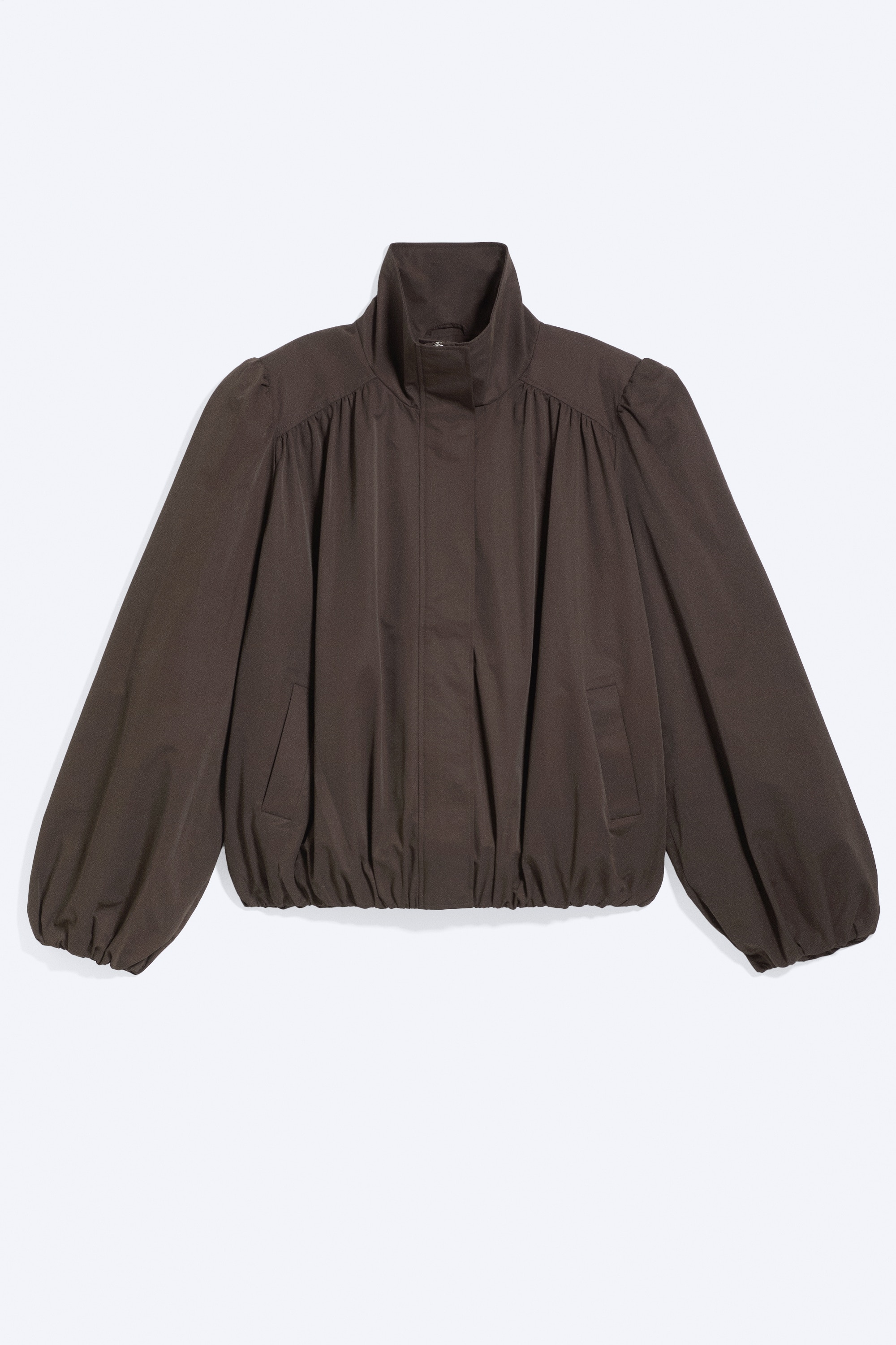 Oversized Trainingsjacke mit Stehkragen - Dunkelbraun/Mittelbraun
