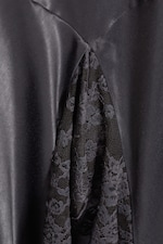 Dark Grey - Lace-Insert Satin Maxi Dress - 5