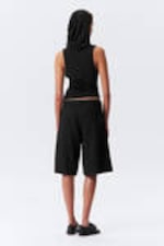 Black - Draped Hooded Sleeveless Lyocell Top - 3