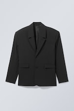 Schwarz - Einreihiger Oversize-Blazer - 0