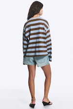 Blau/braun gestreift - Longsleeve-Shirt aus Baumwolle - 2