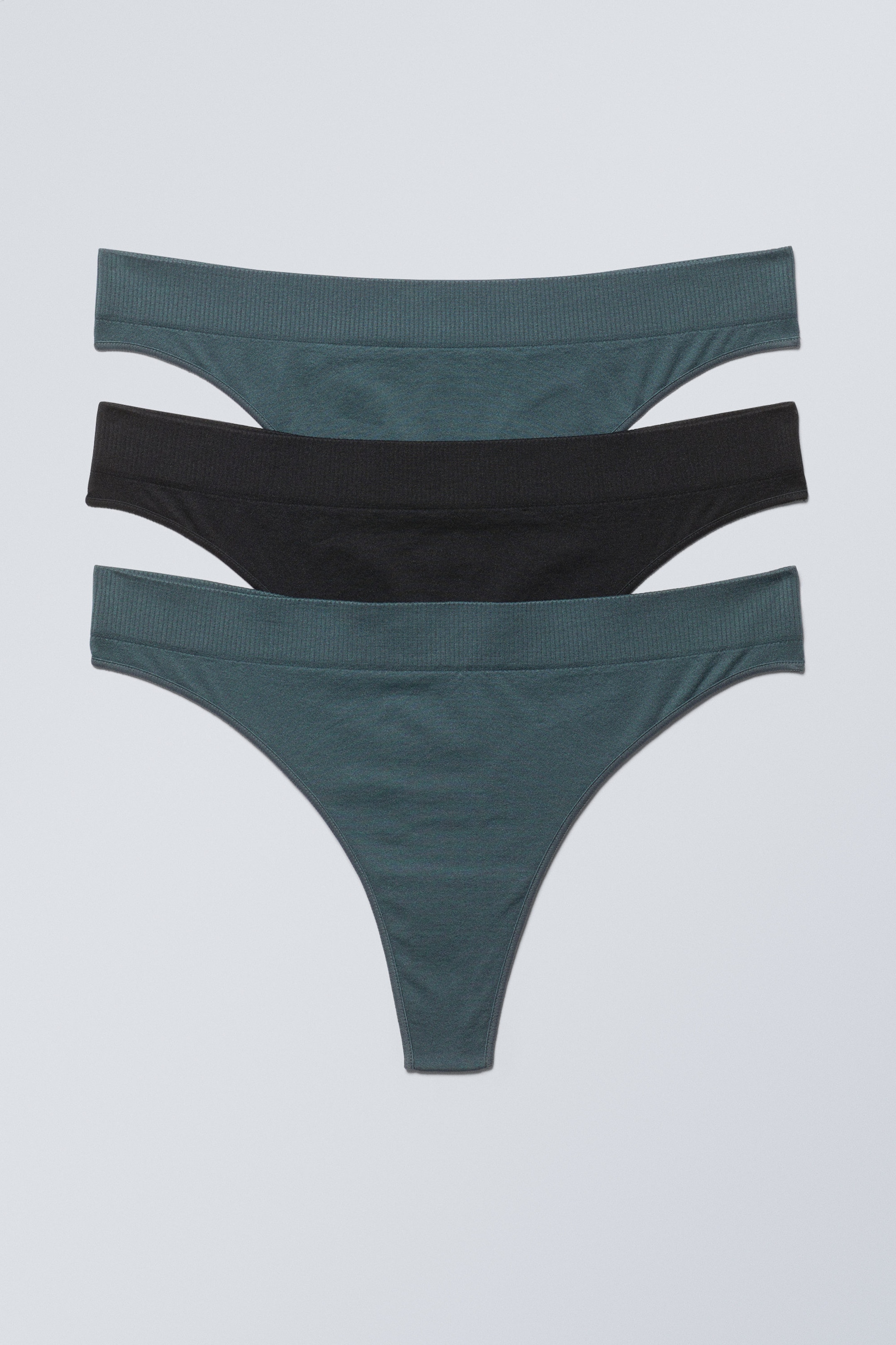 Blågrønn svart - 3-pack Cat Soft Thong - 0