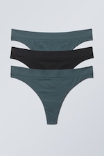 Blågrønn svart - 3-pack Cat Soft Thong - 0