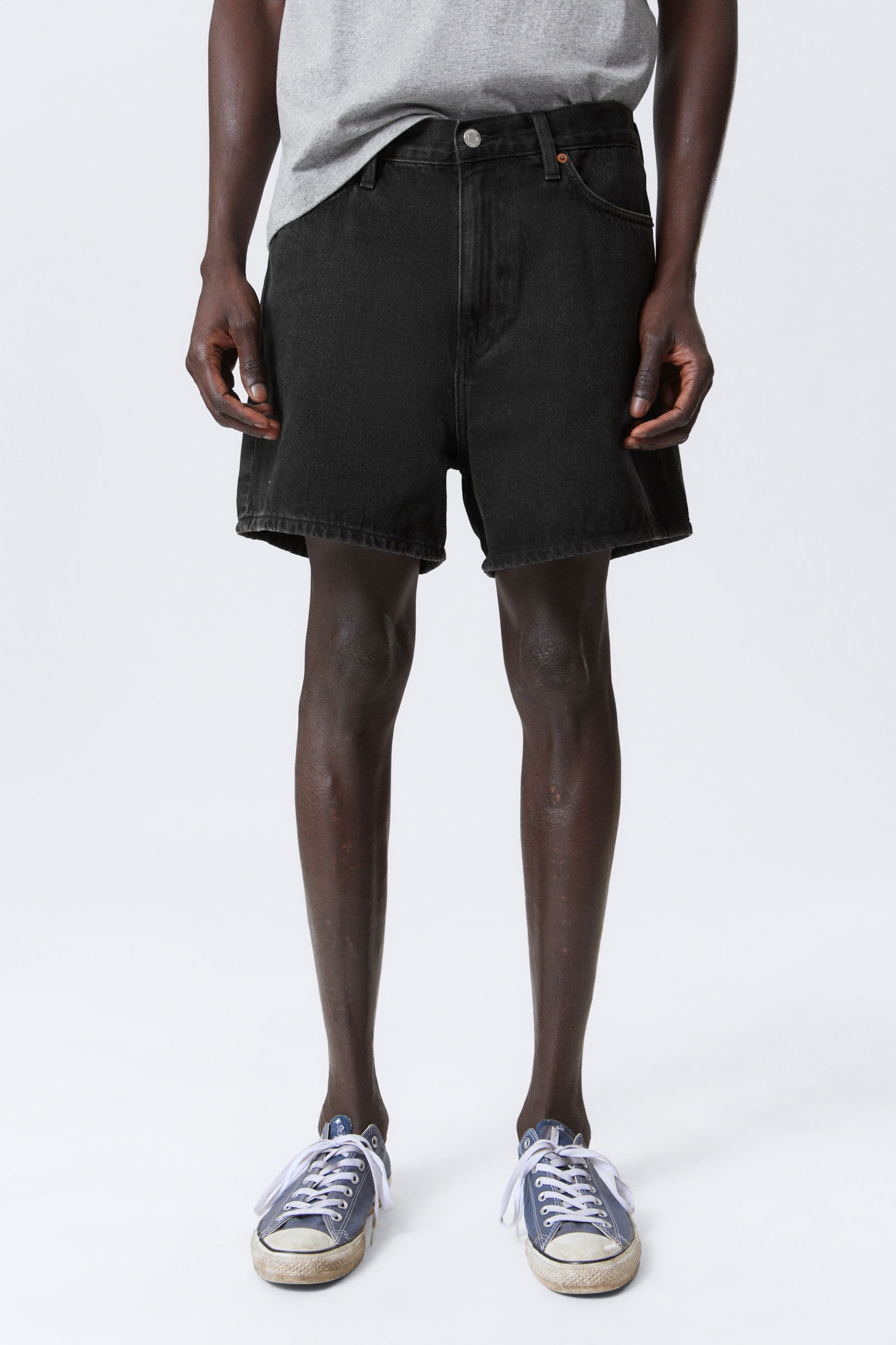 Tuned Black - Black - Eris Short Loose Fit Denim Shorts - 2