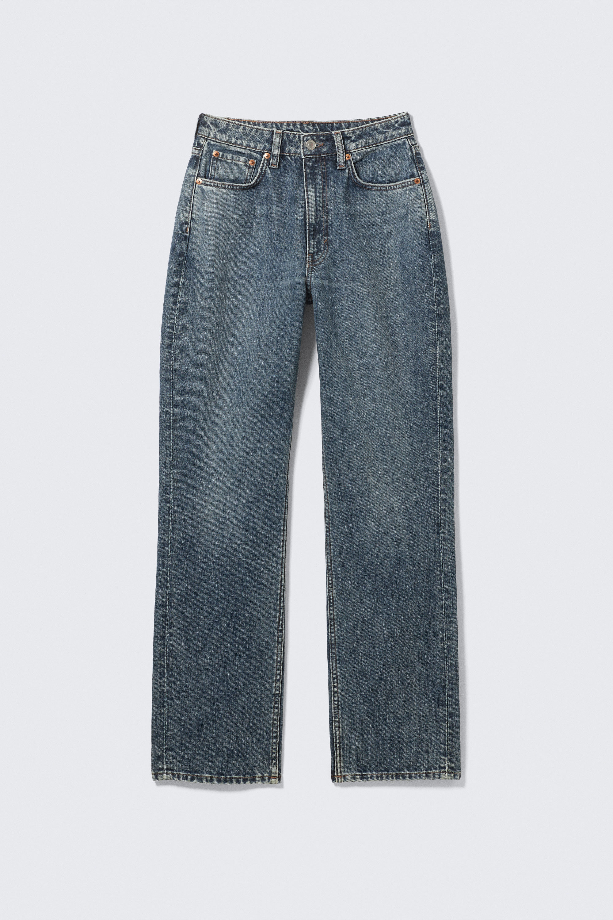 Second Blue - Mellanblå - Resolute Curve High Waist Regular Straight Jeans - 5