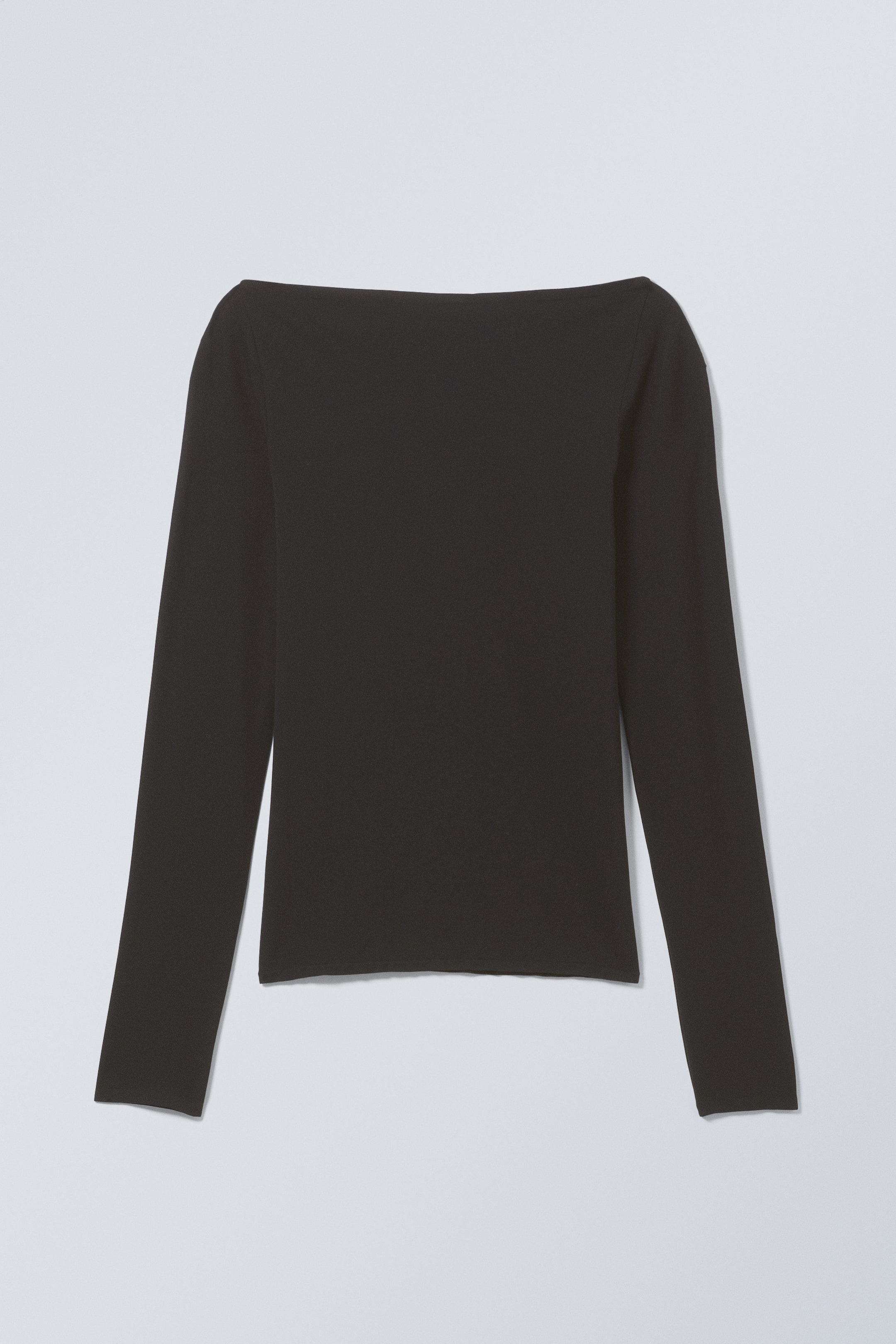 Black - Sheer Boatneck Long Sleeve - 0