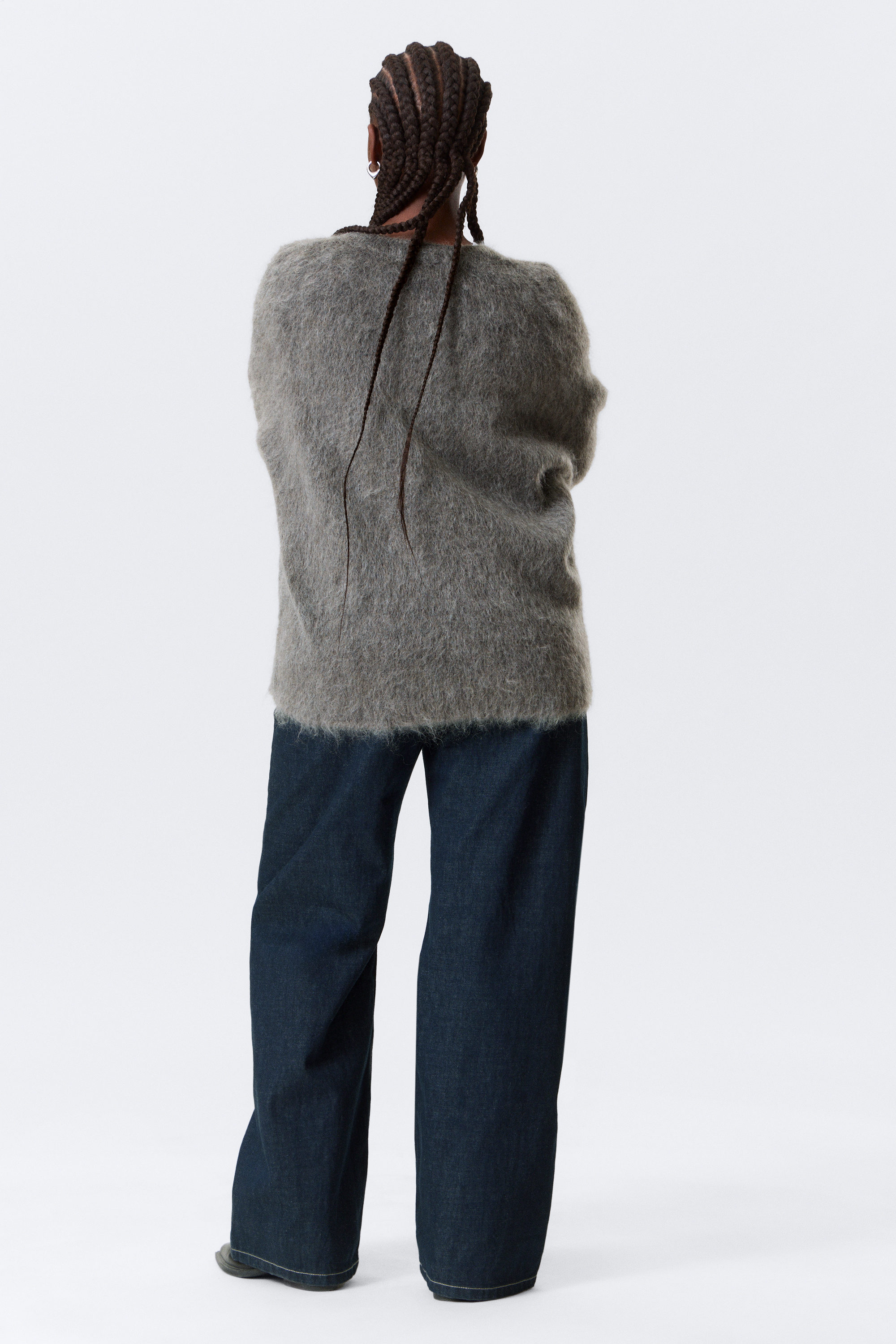 Gris foncé - Pull oversize en maille de mohair mélangé - 5