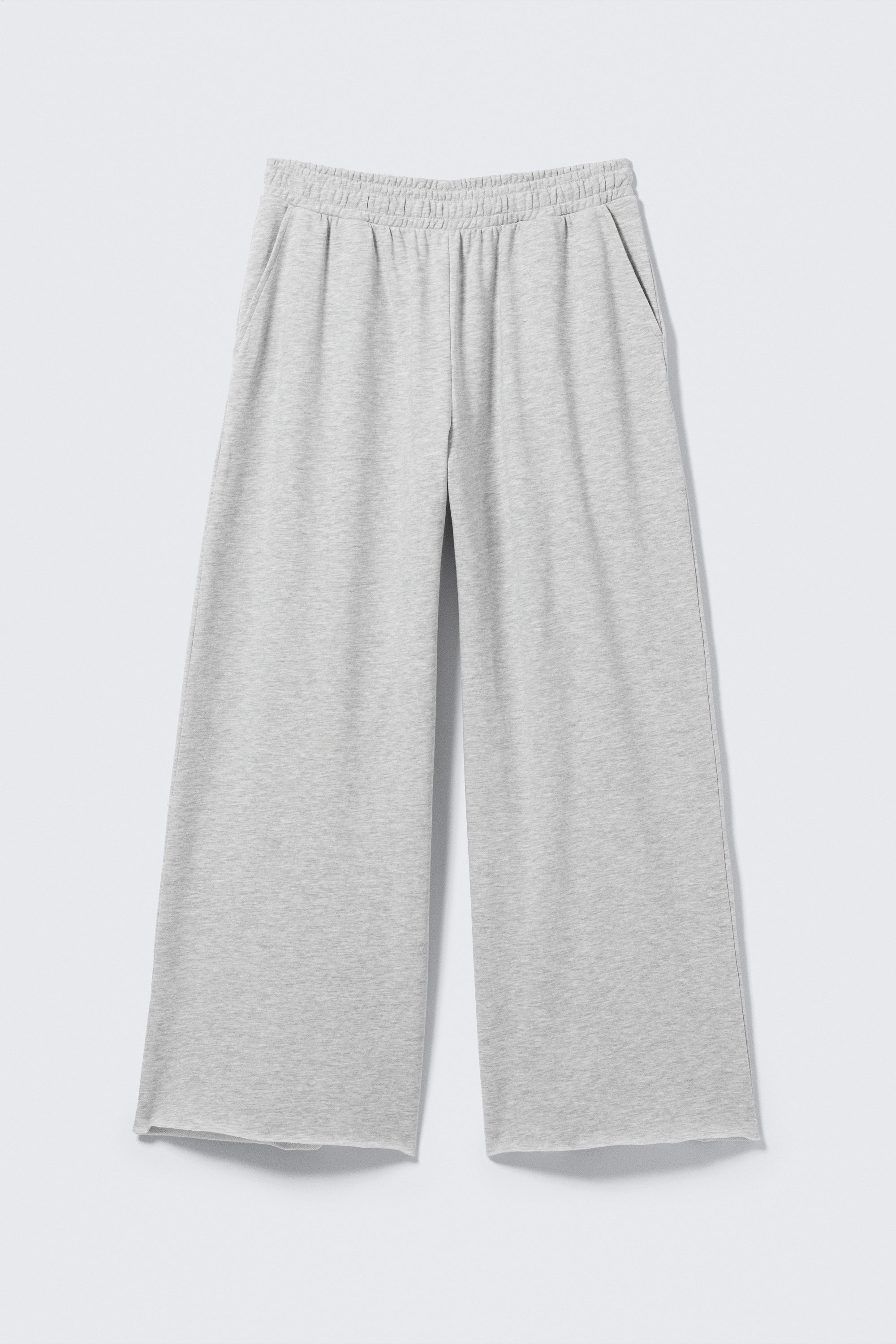 Grau meliert - Oversized Frottee-Jogginghose mit weitem Bein - 1