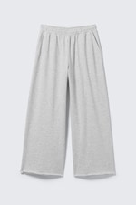 Grey Melange - Oversized Wide Leg Terry Sweatpants - 0