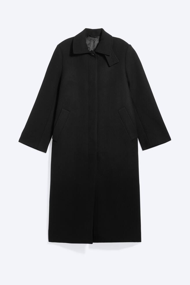 Wool-Blend Oversized Single-Breasted Coat - Black/Dark Brown Herringbone/Dark Grey Melange - 1