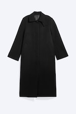 Zwart - Lange oversized jas van een wolmix - 0