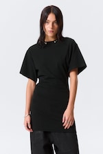 Zwart - Mini-T-shirtjurk met korte mouwen - 1