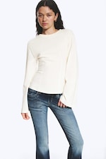 Staubiges Weiß - Eng anliegendes Langarmtop - 1