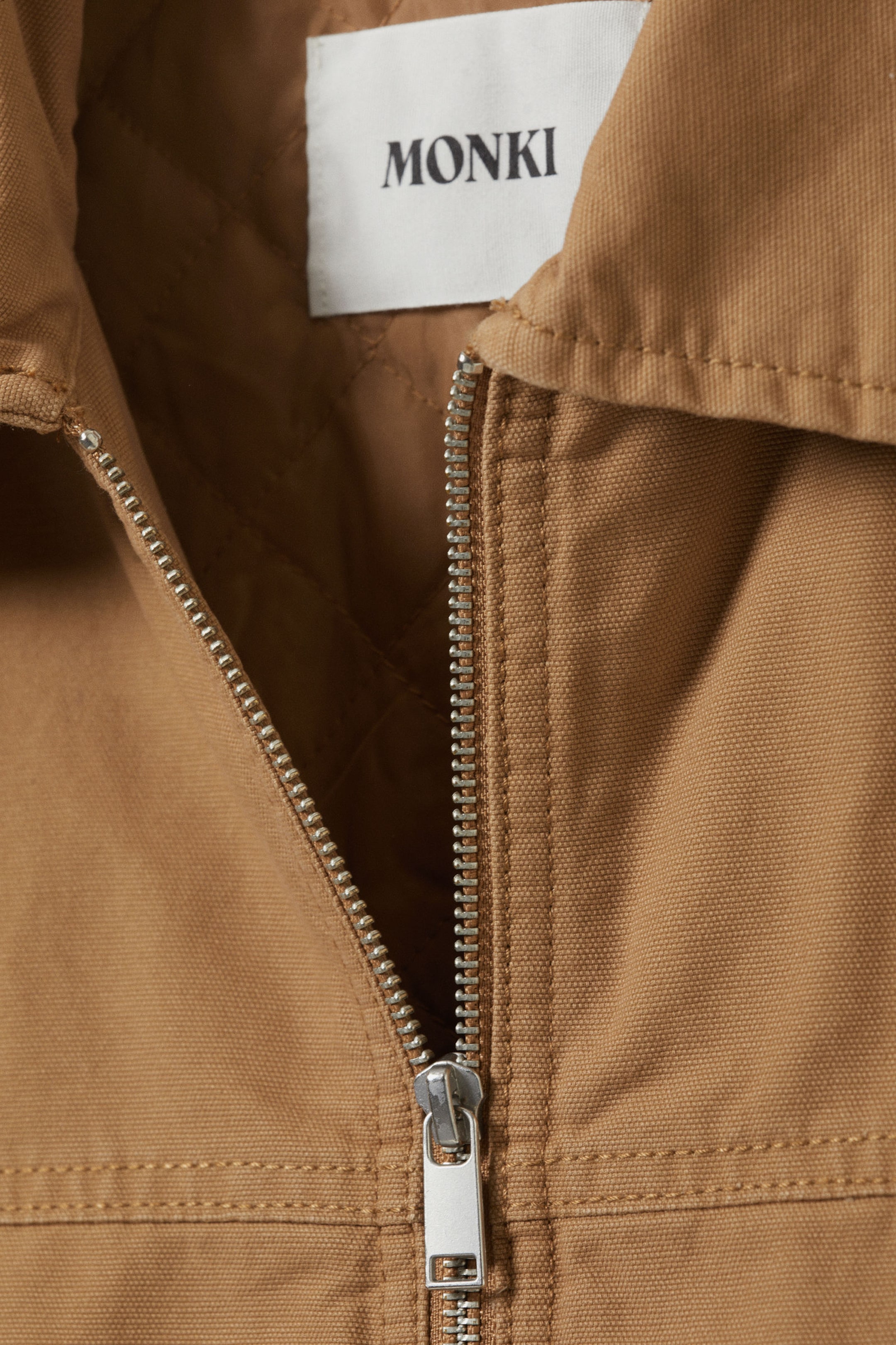 Brown - Lightly Padded Canvas Zip Vest - 2