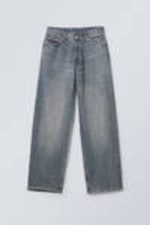Trove Blue - Medium Blue - Rail Mid Rise Loose Wide Leg Jeans - 0