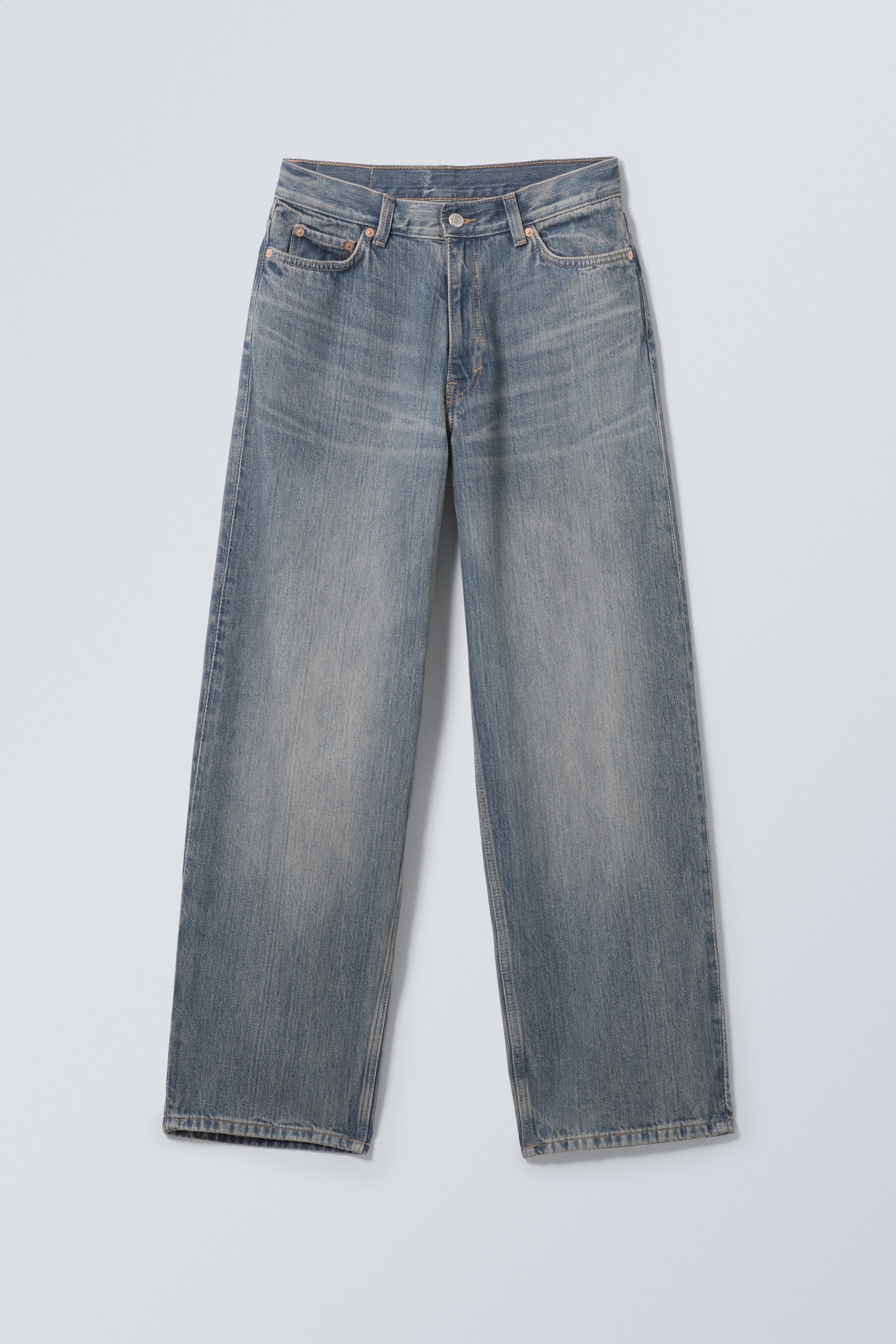 Trove Blue – Middelblauw - Rail Mid Rise Loose Wide Jeans - 0