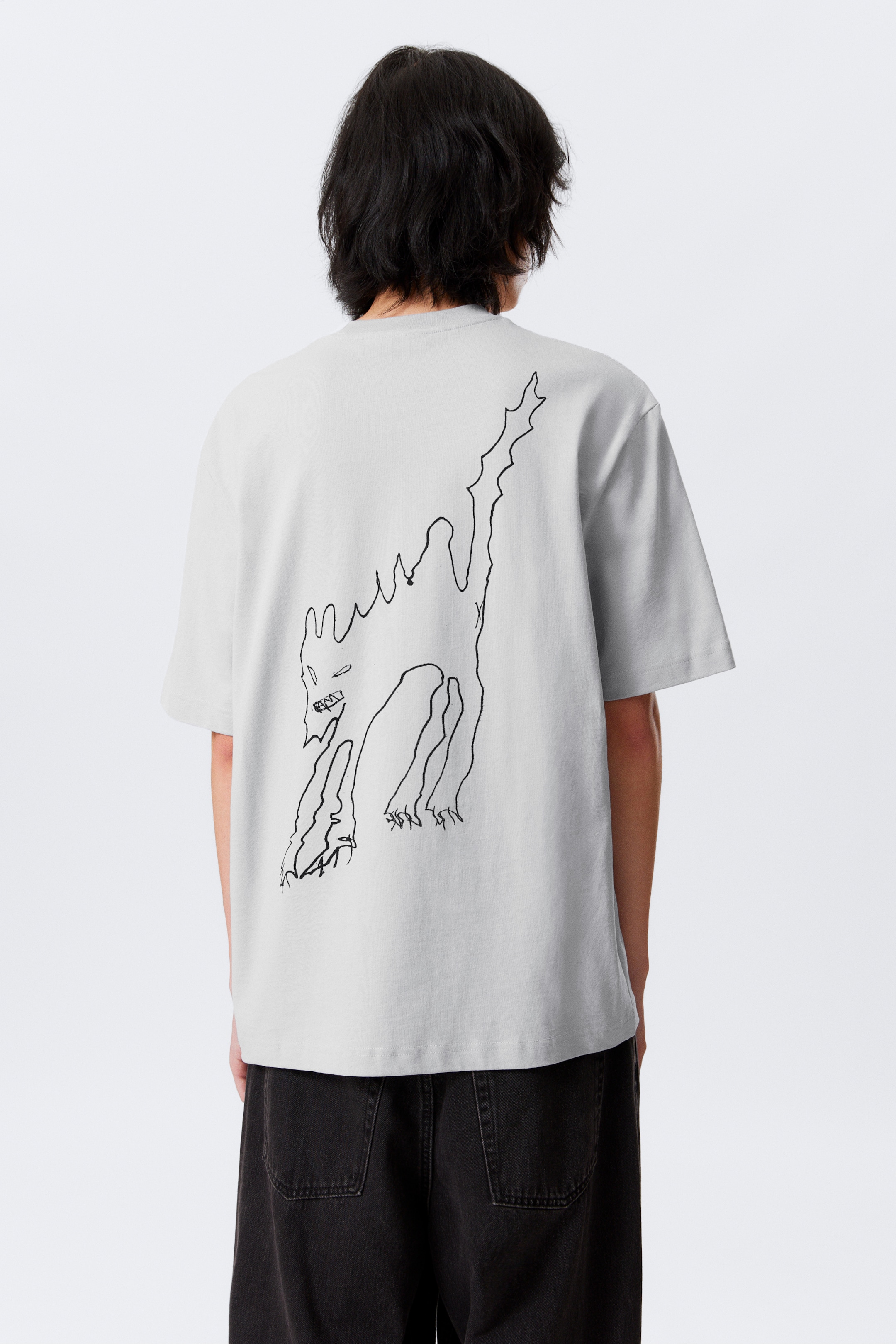 Grösseres Bild ansehen: Entspanntes T-Shirt mit Grafikdruck - Grau - "Scared Cat" - HERREN | H&M CH 3