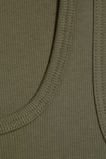 Khakigrün - Geripptes Tanktop mit eckigem Ausschnitt - 1