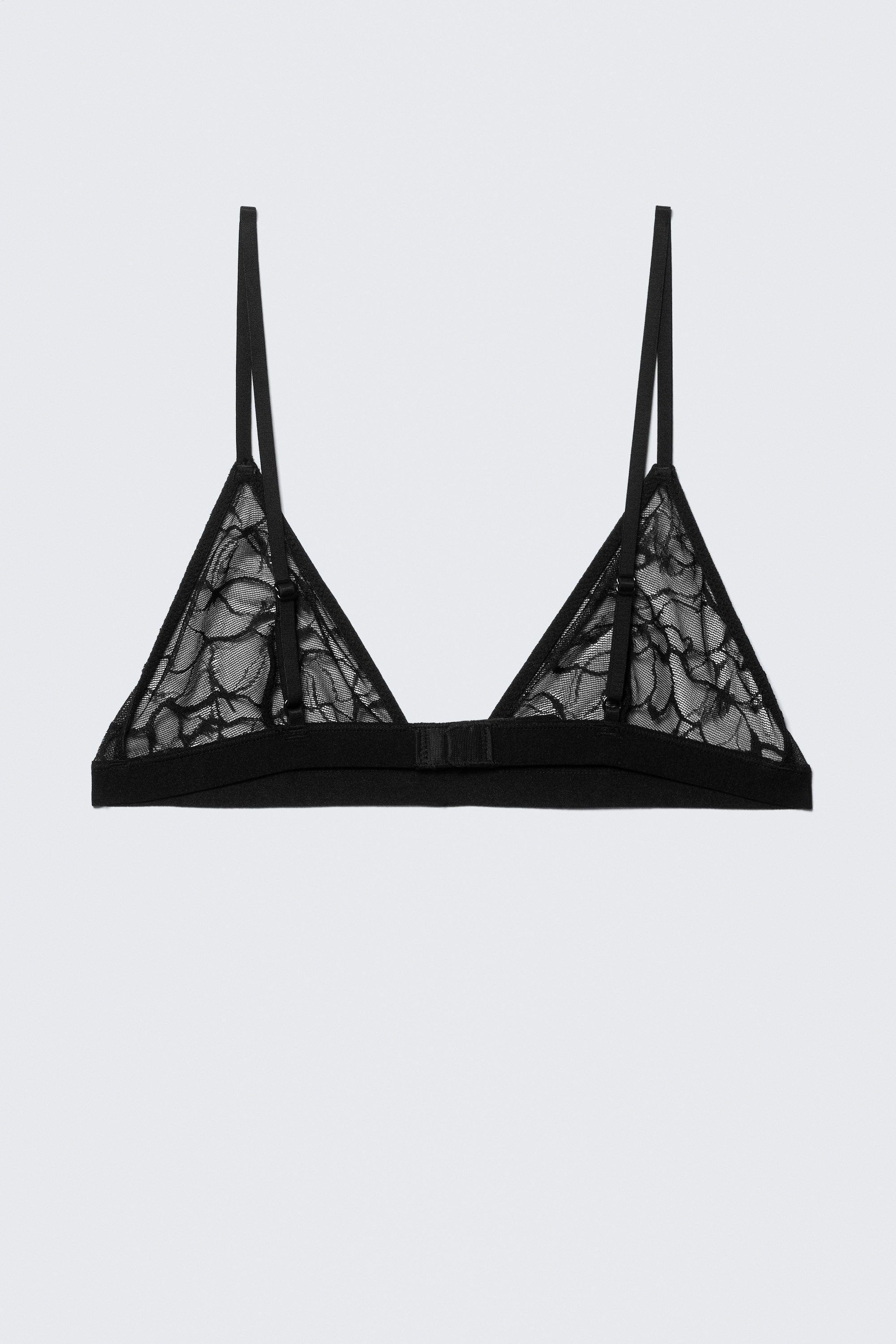 Zwart - Triangel-bh met wervelend kant - 2