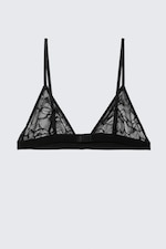 Schwarz - Triangel-BH aus Spitze mit Wirbelmuster - 4