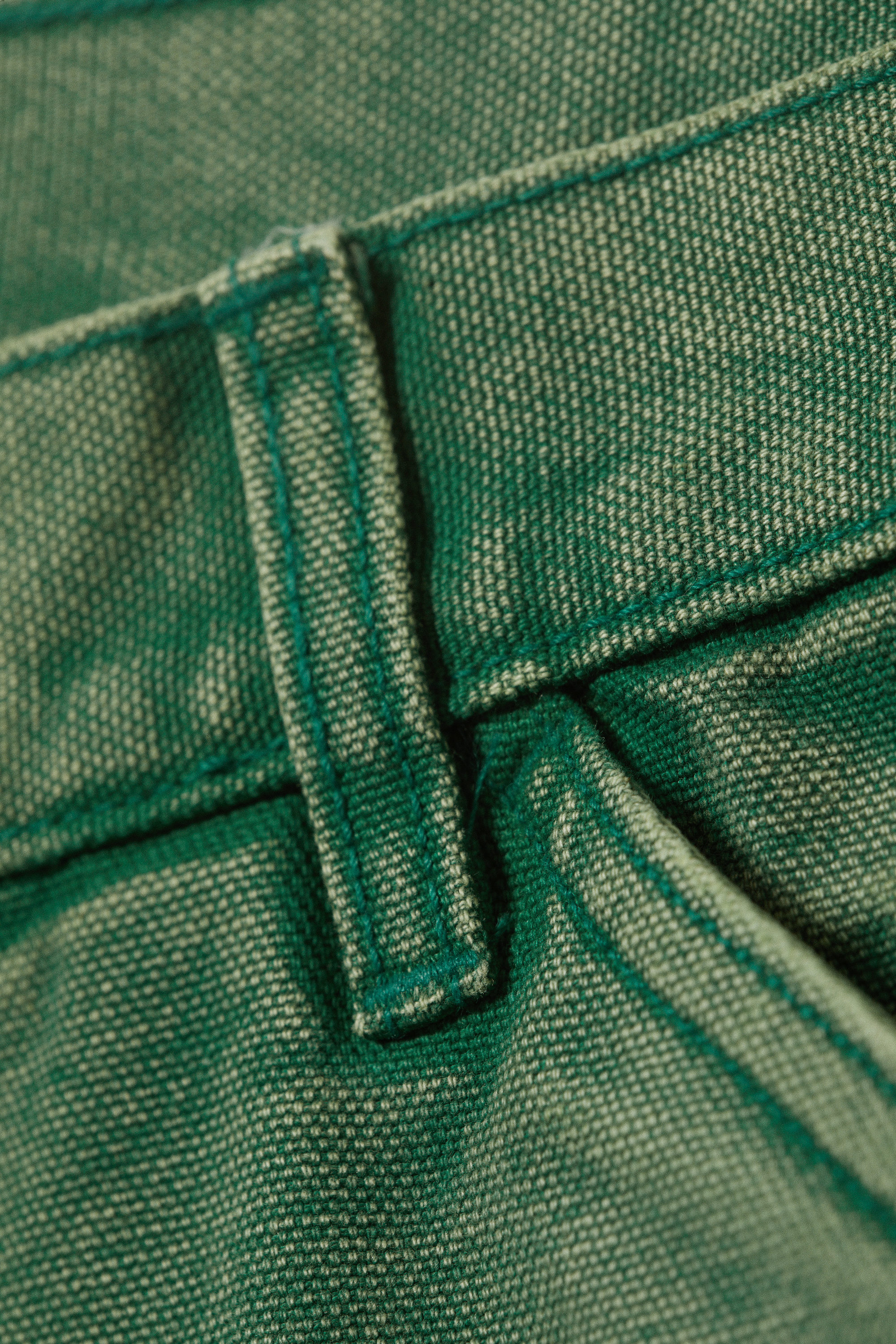 Washed Green - Low Rise Loose Fit Workwear Trousers - 6