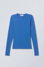 Leuchtendes Blau - Schmales Langarmtop - 4