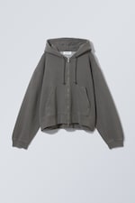 Dark Grey - Boxy Heavyweight Zip Hoodie - 0