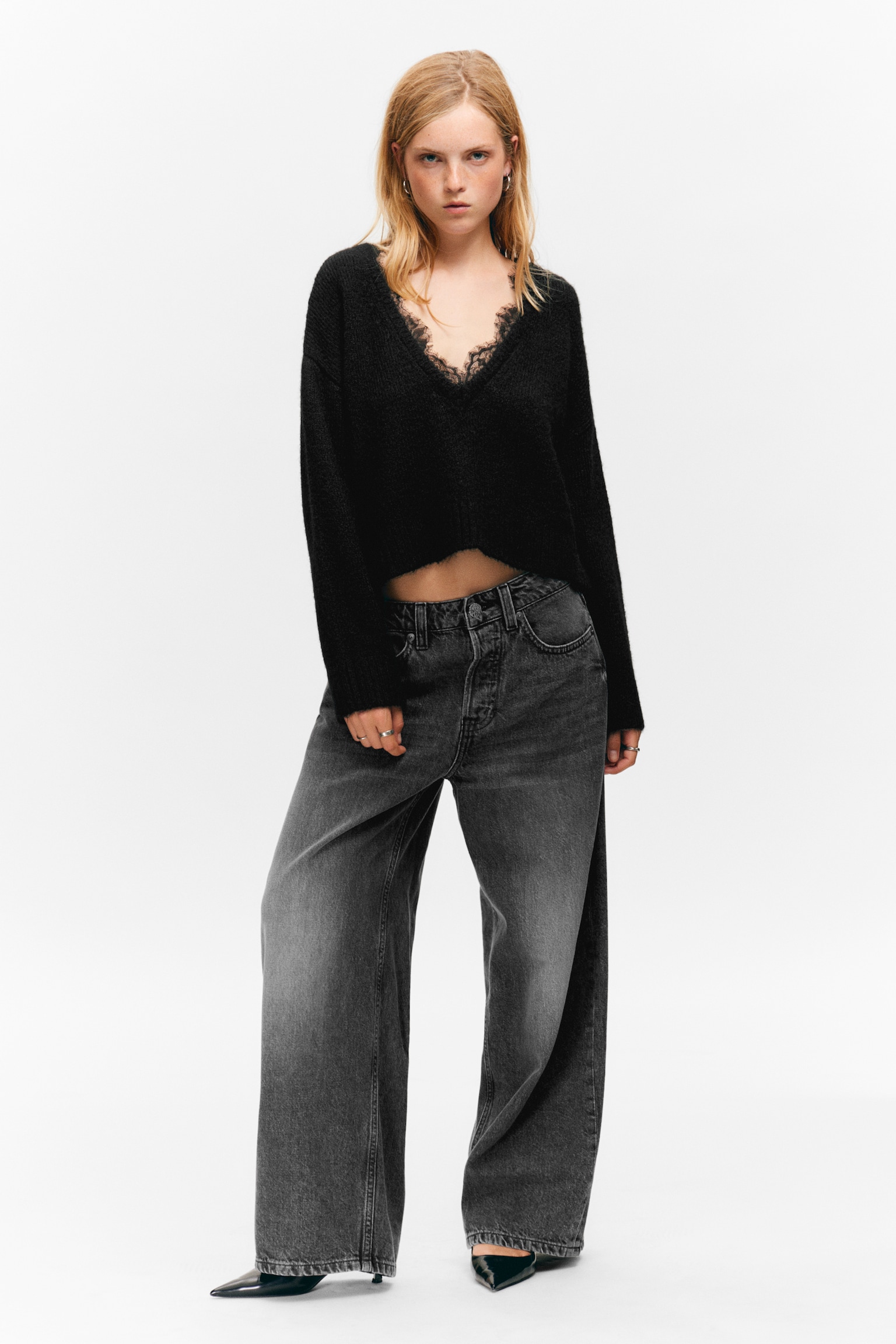 Jeans Peggy Low Rise Loose Baggy Leg - Haunted Black - Negro/Teñido anudado aegeano/Chaos Blue - azul claro
