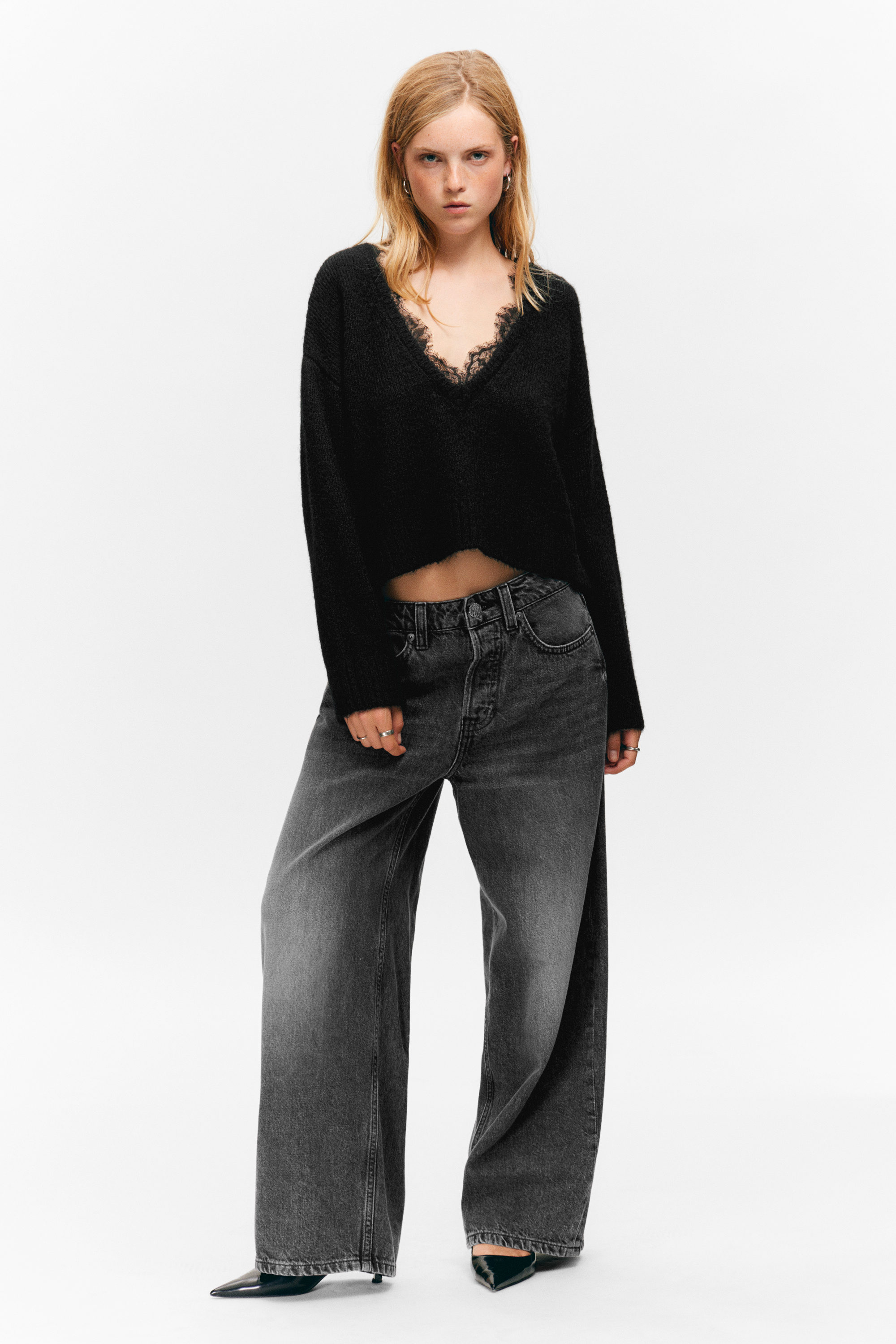 Tuned Black - Schwarz - Peggy Low Rise Loose Baggy Leg Jeans - 1
