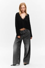 Haunted Black - Black - Peggy Low Rise Loose Baggy Leg Jeans - 0