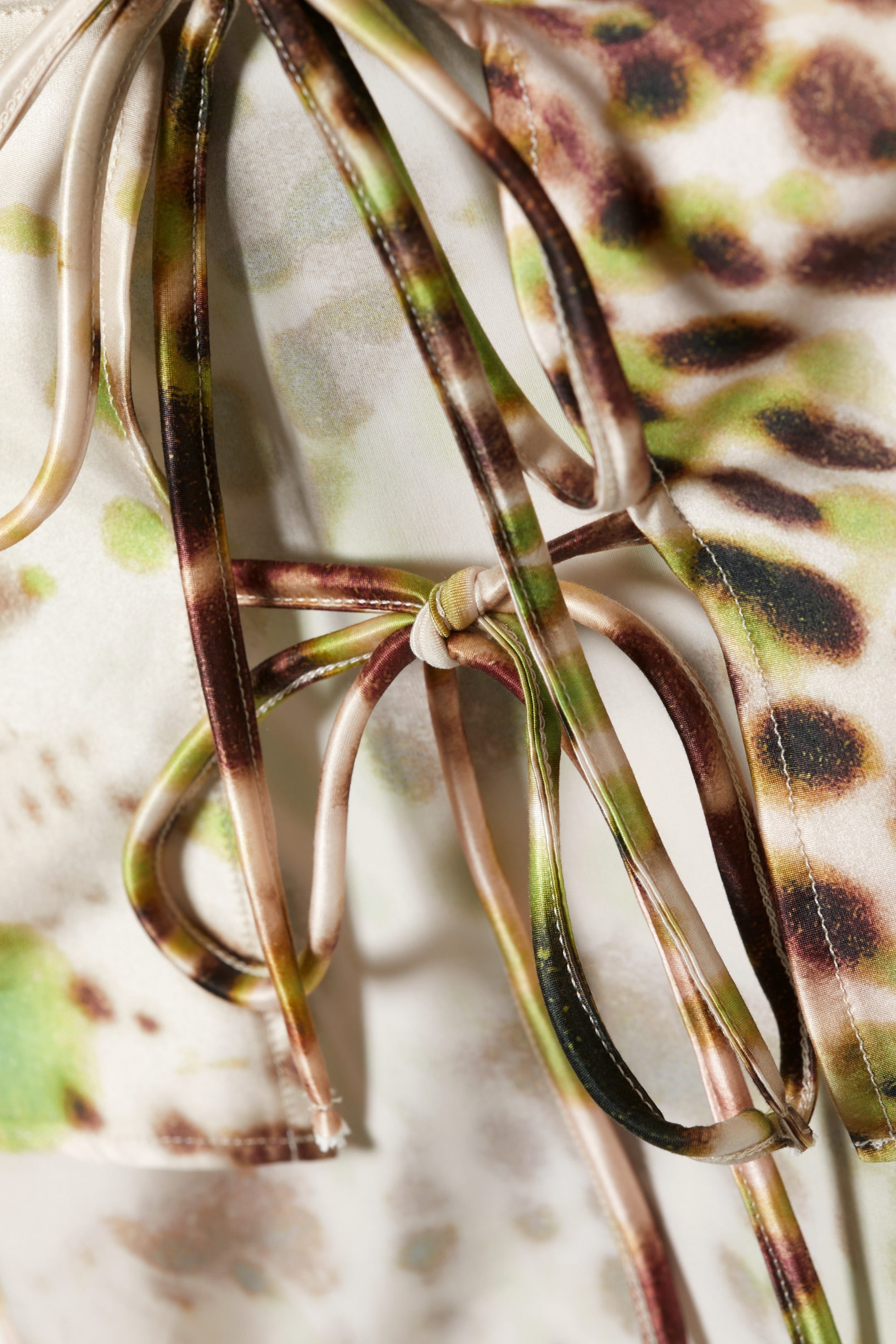 Brown & Green Floral Dots - Crop top imprimé avec dos nu - 2