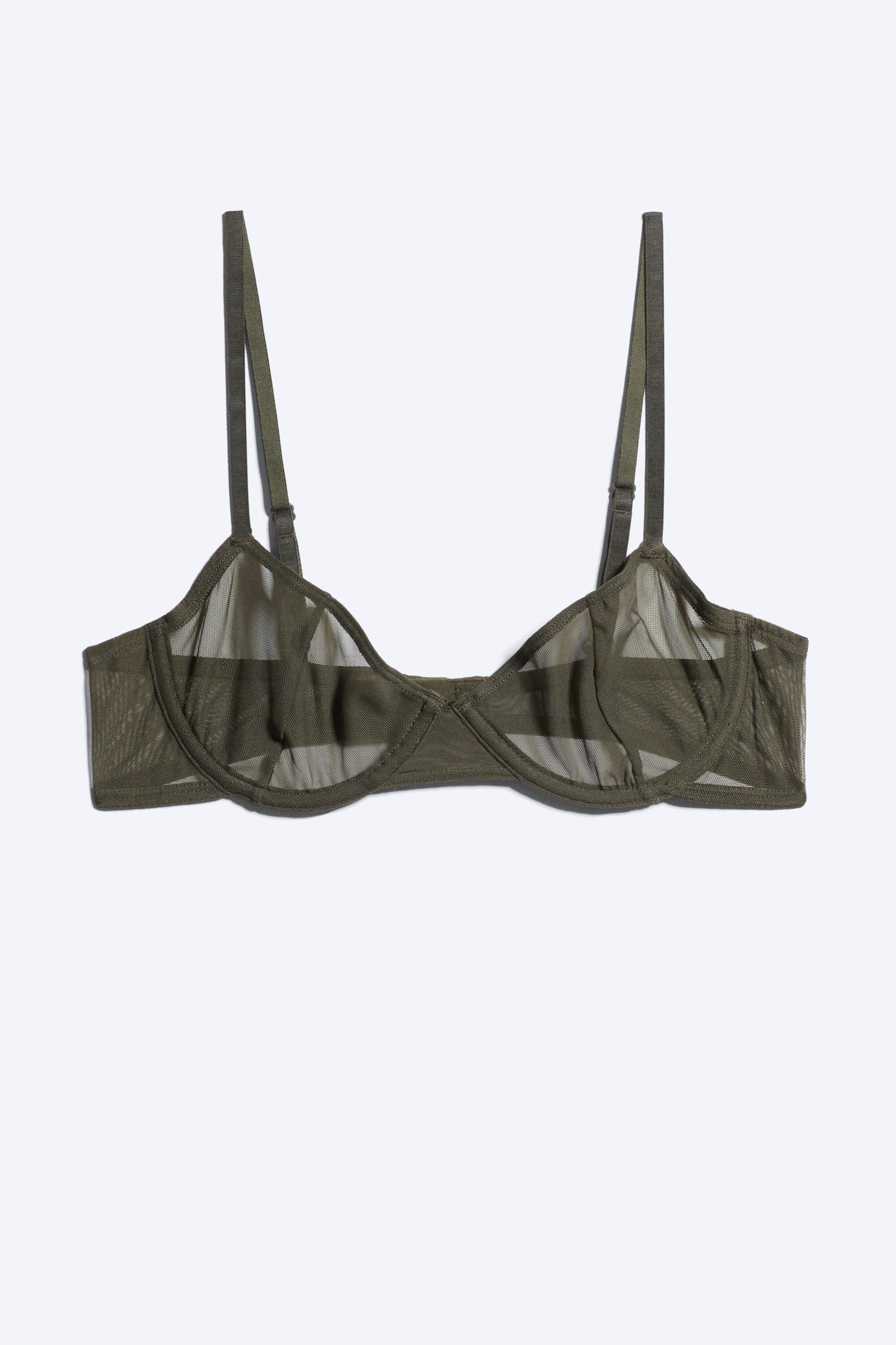Dark Khaki Green - Sheer wire bra - 1