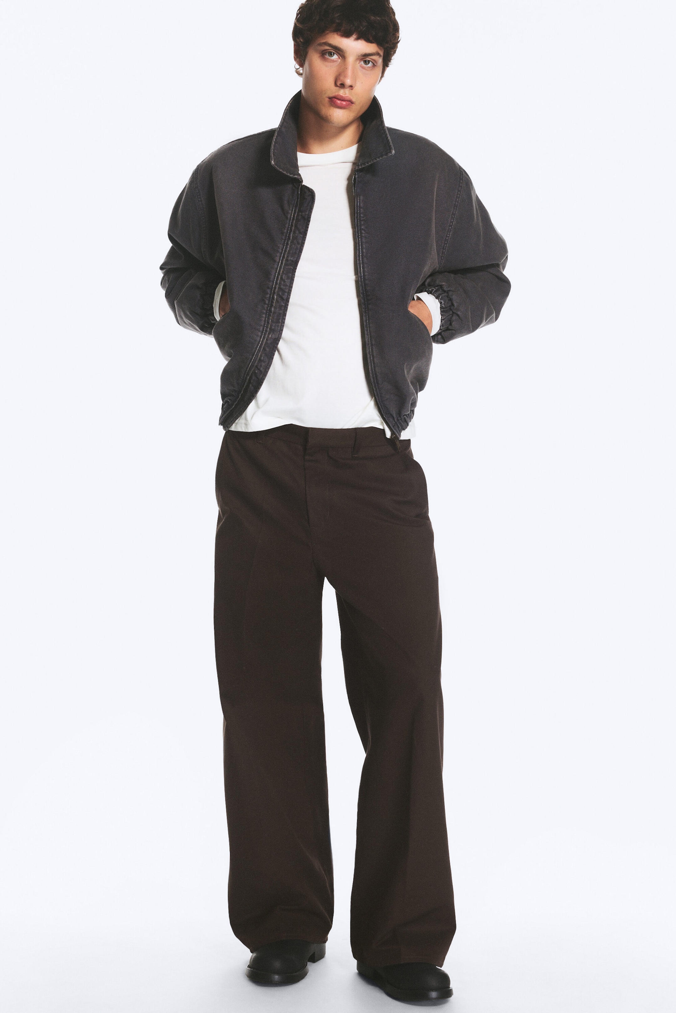 Marron foncé - Pantalon chino Emil coupe ample - 2