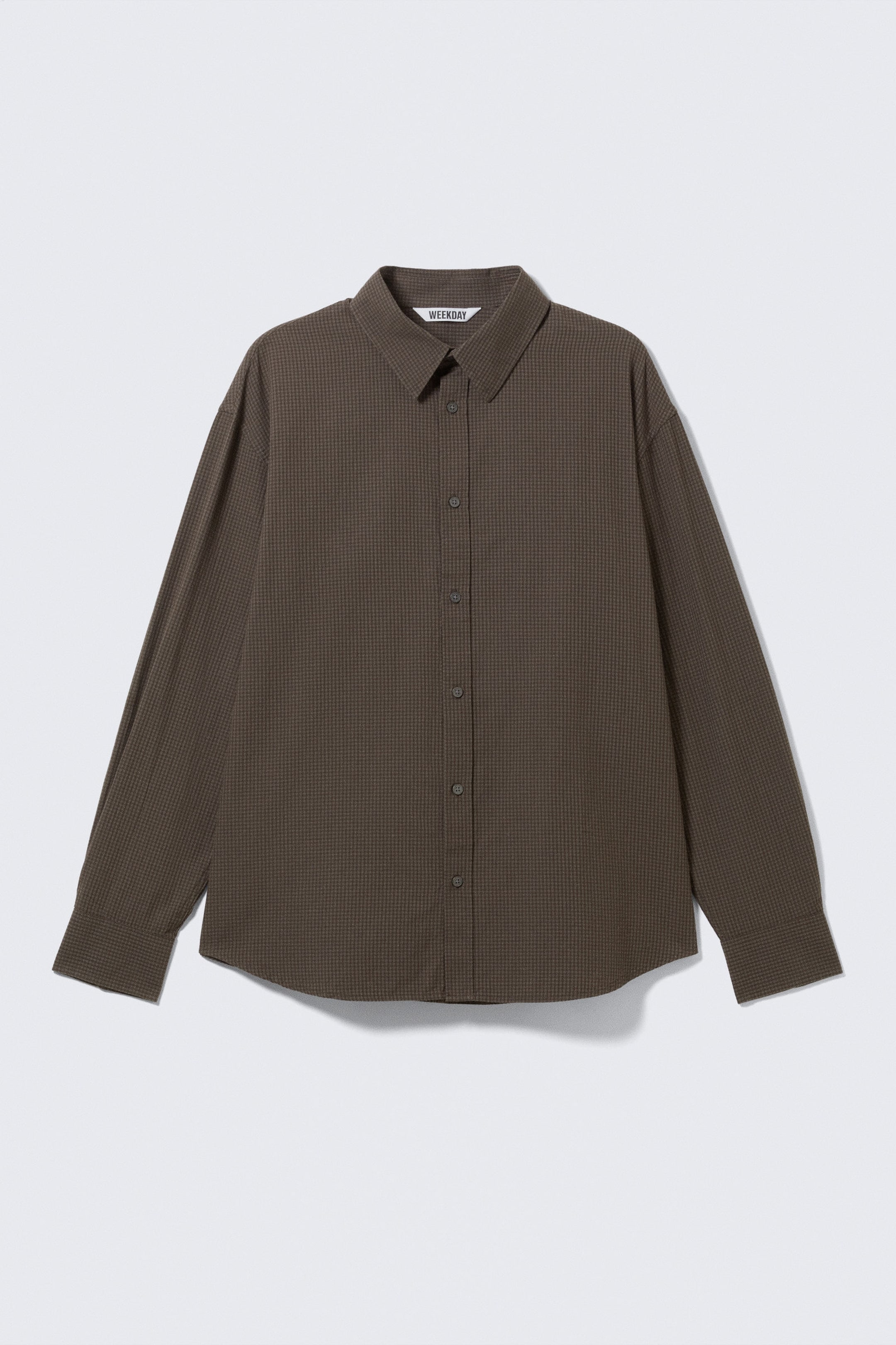 Checked Dark Brown - Oversized Checked Shirt - 1
