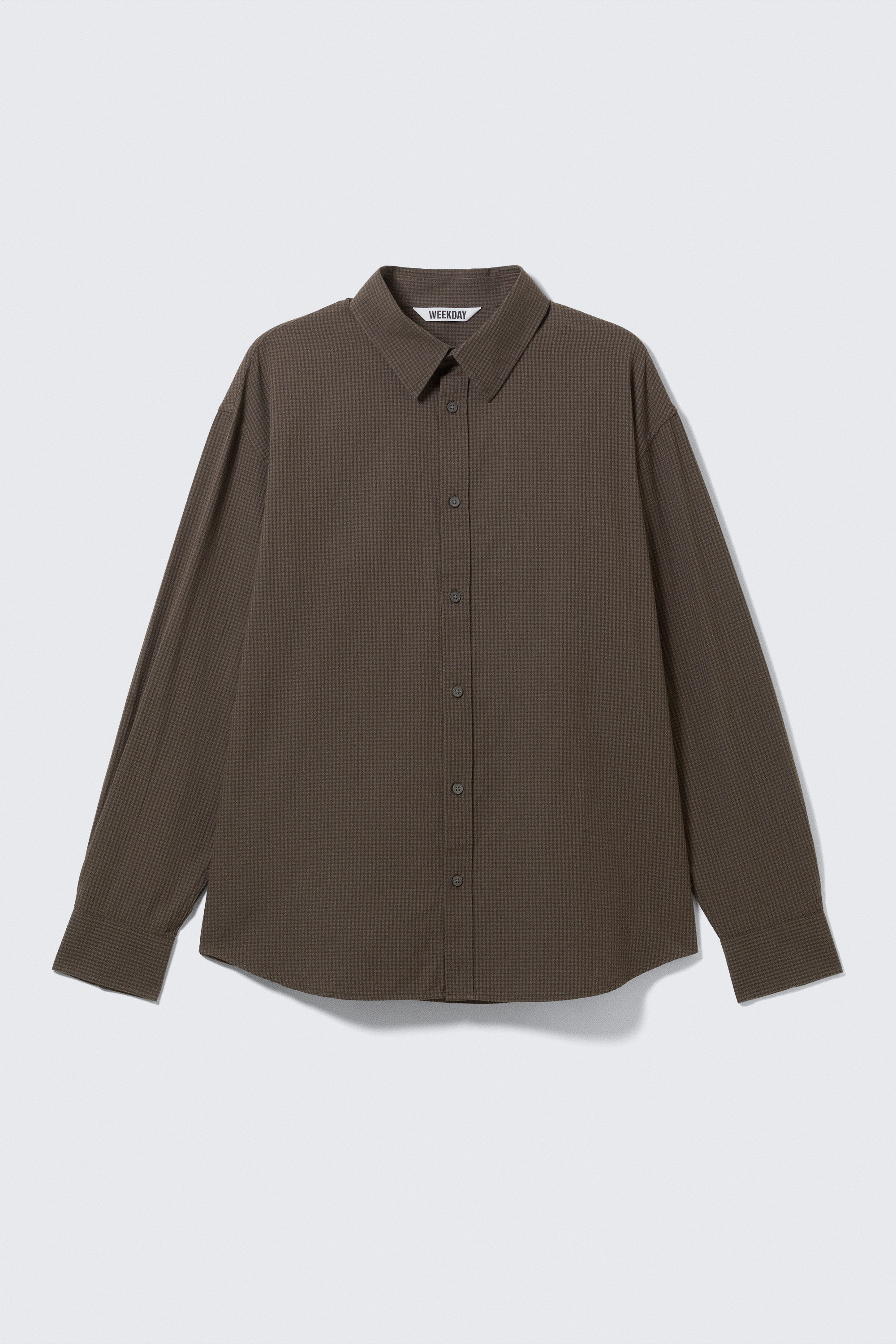 Checked Dark Brown - Oversized Checked Shirt - 4
