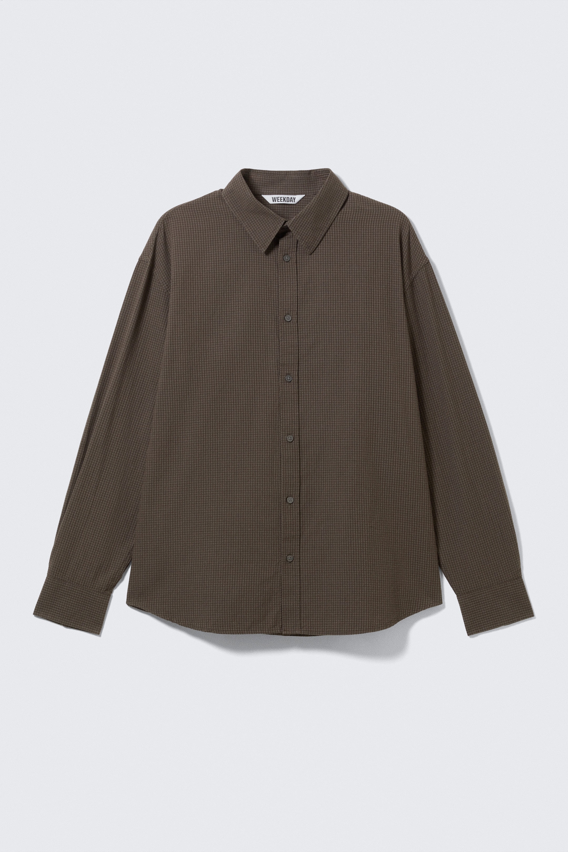 Checked Dark Brown - Oversized Checked Shirt - 0