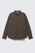 Checked Dark Brown - Oversized Checked Shirt - 0