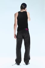 Washed Black - Anti Unisex Low Waist Regular Straight Jeans - 3