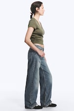 Redondo Blue - Mittelblau - Ample Low Waist Loose Wide Jeans - 2