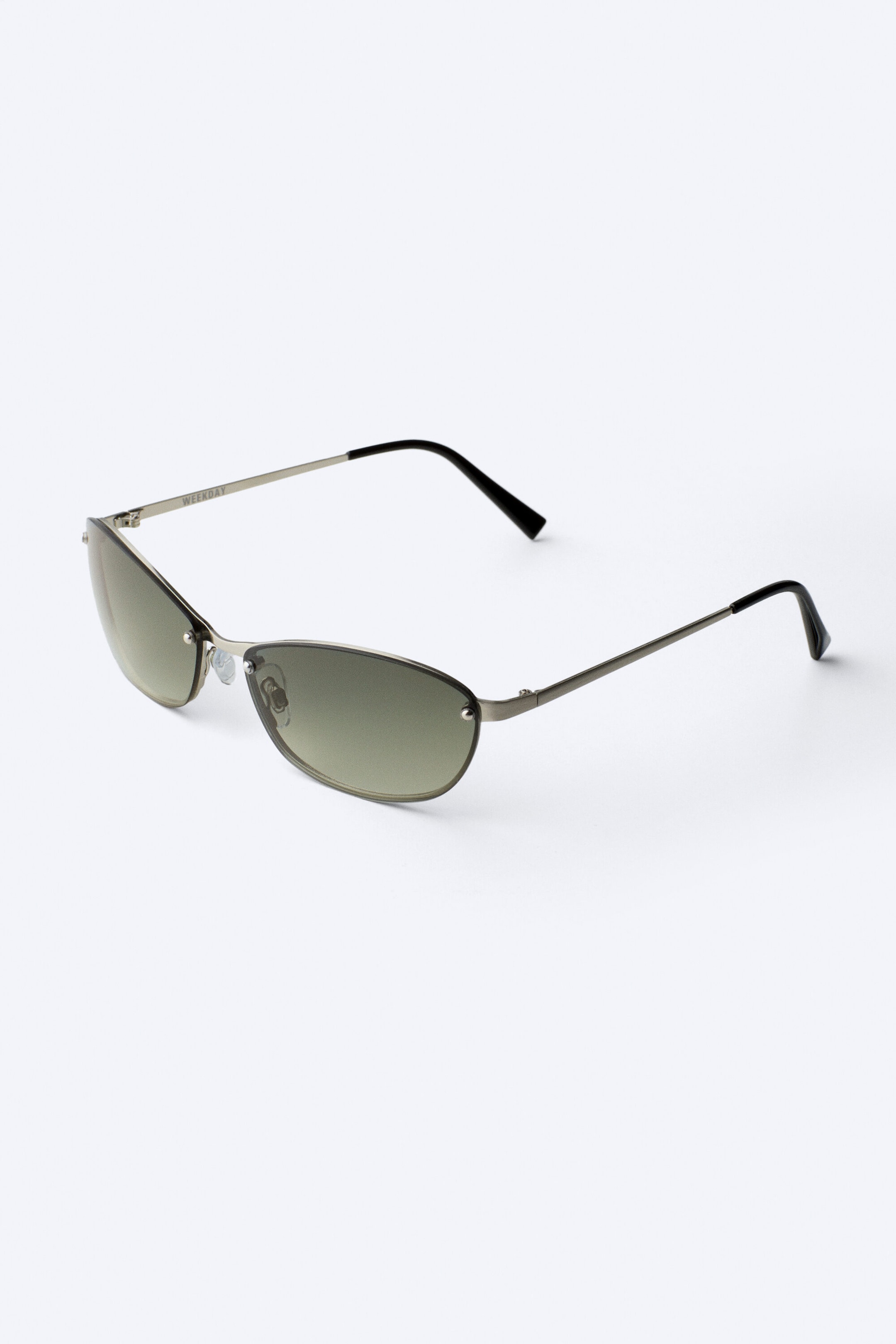 Dark Green - Oval Metal Frame Unisex Sunglasses - 1